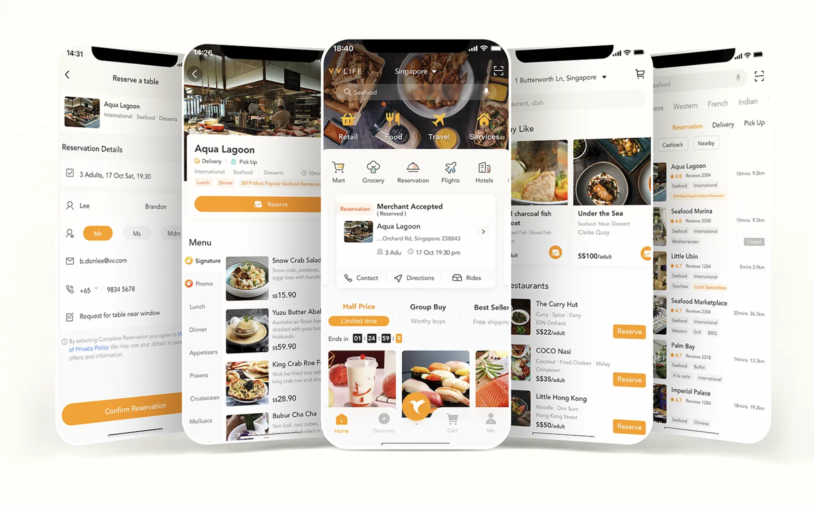 Reservation flow screens