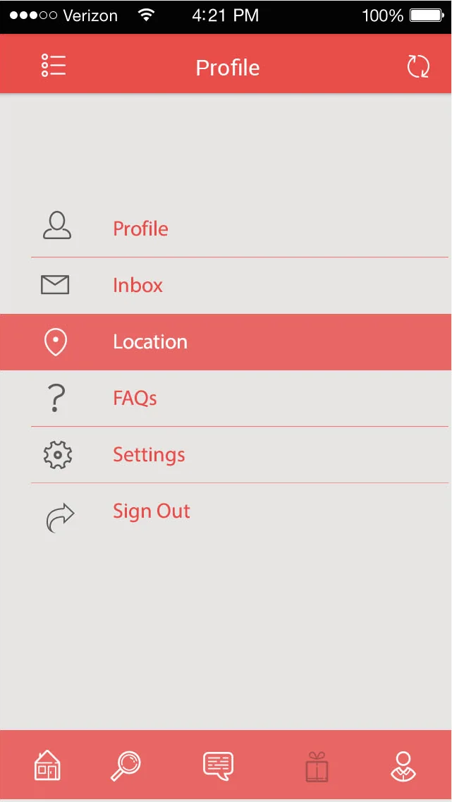 Profile menu