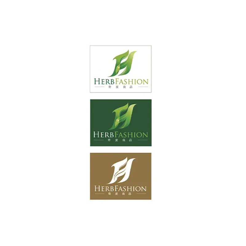 HerbFashion leaf monogram in three colorways with Chinese tagline