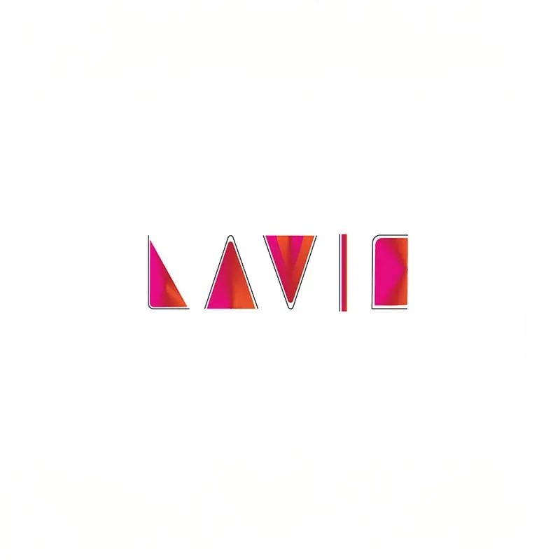 LAVIE geometric display wordmark in cut-triangle letterforms
