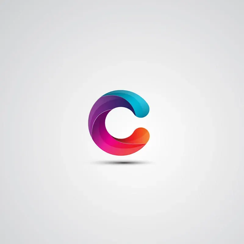 Multicolour 3D ribbon C lettermark