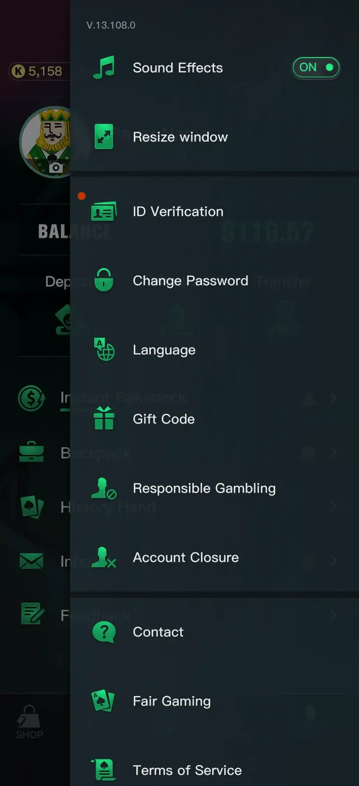 Settings drawer, first iteration