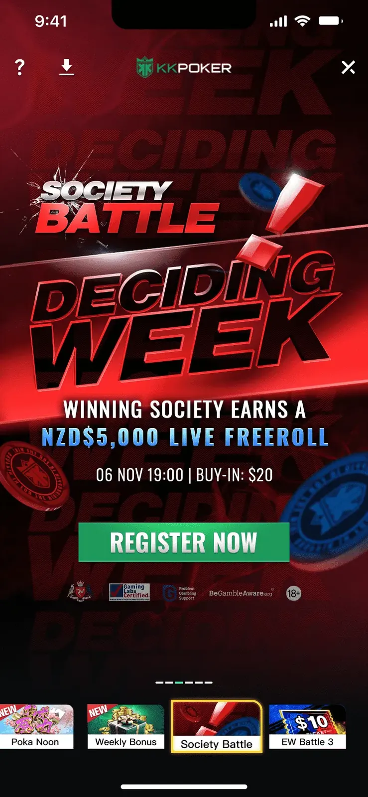 Society Battle event poster popup