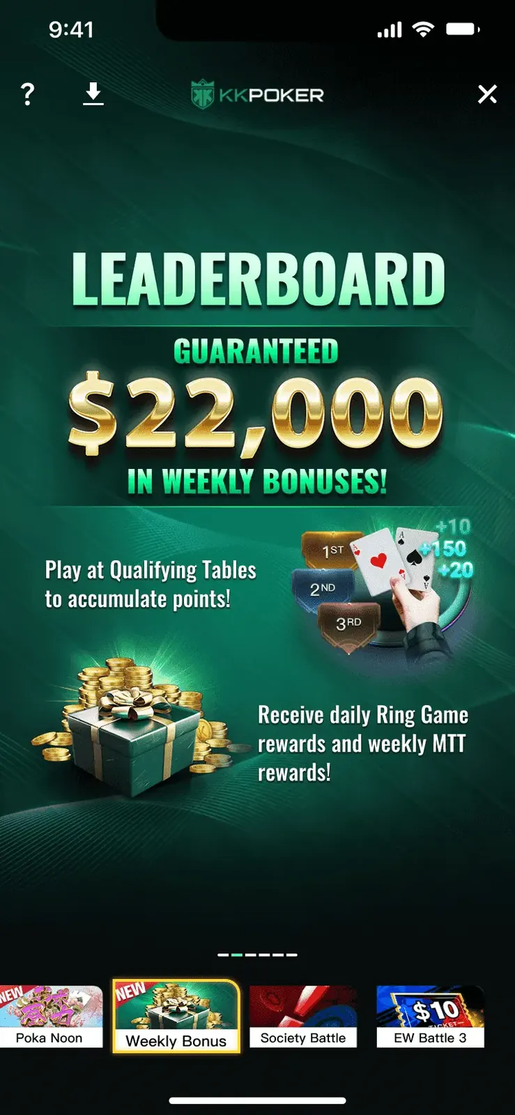 Weekly leaderboard bonus poster