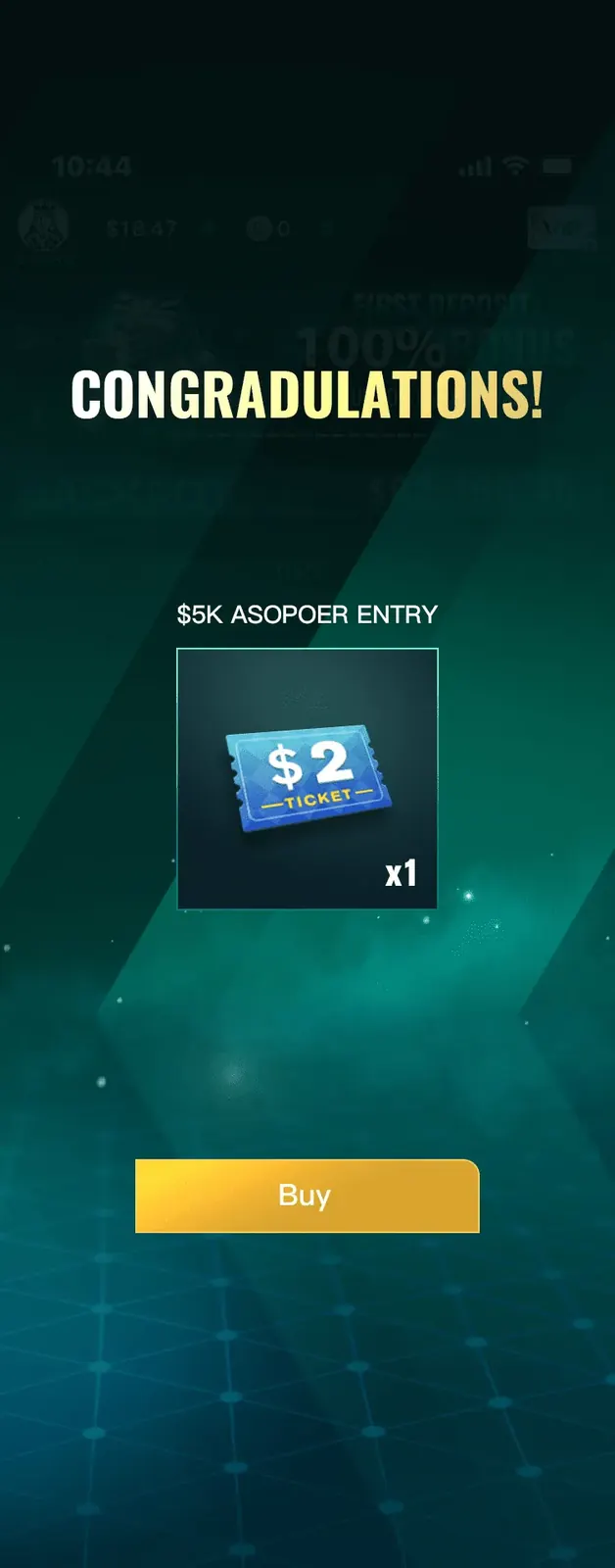 Congratulations reward popup