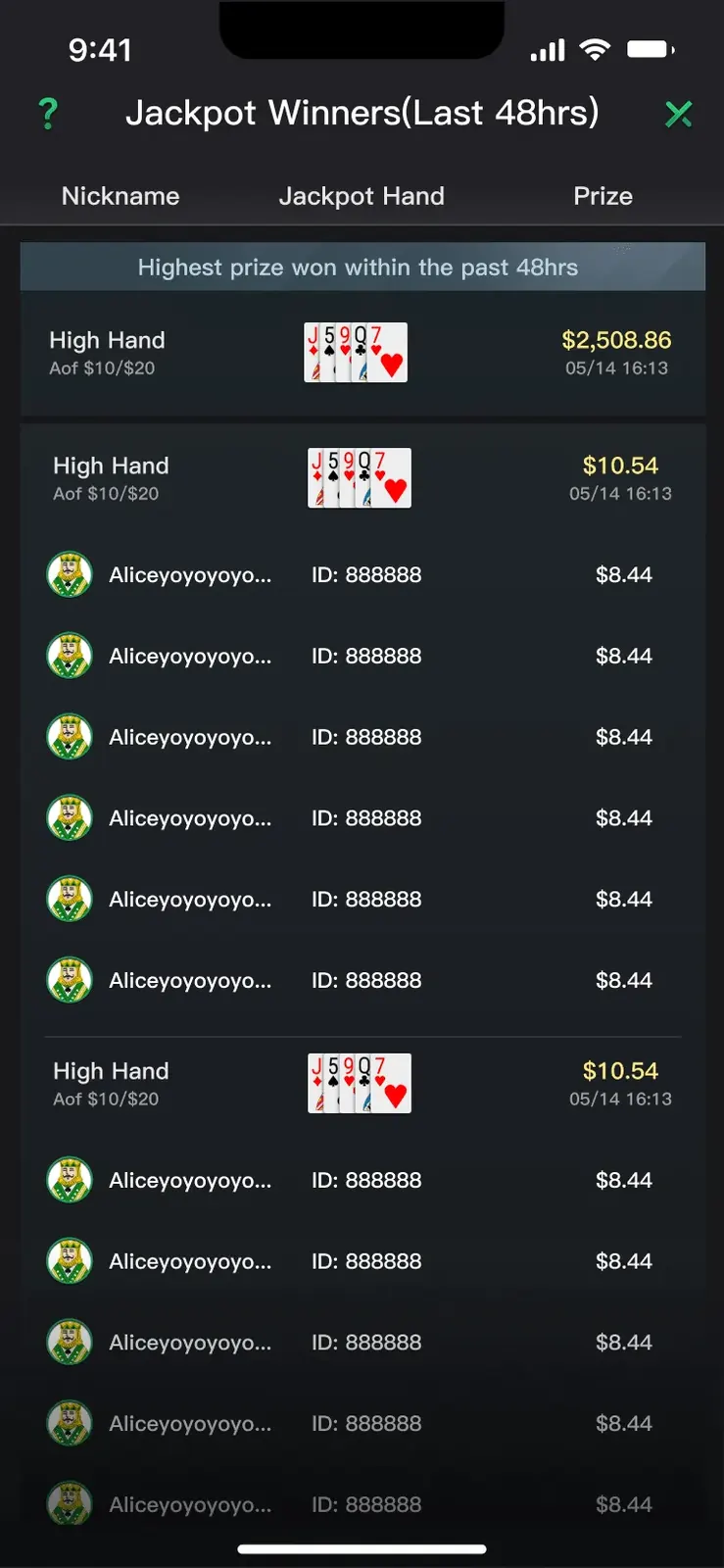 Jackpot winners feed