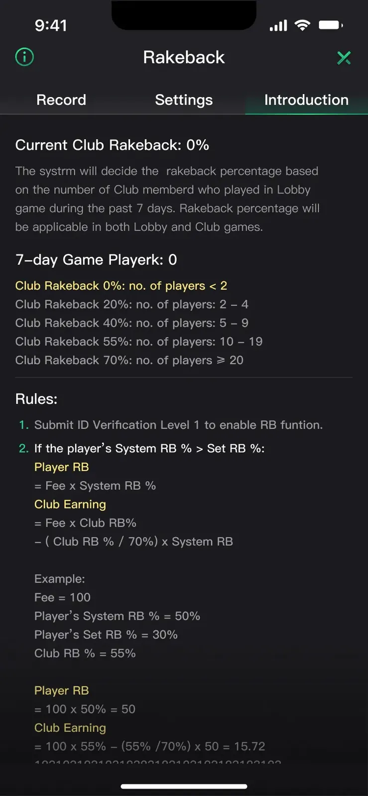 Rakeback introduction with worked formulas