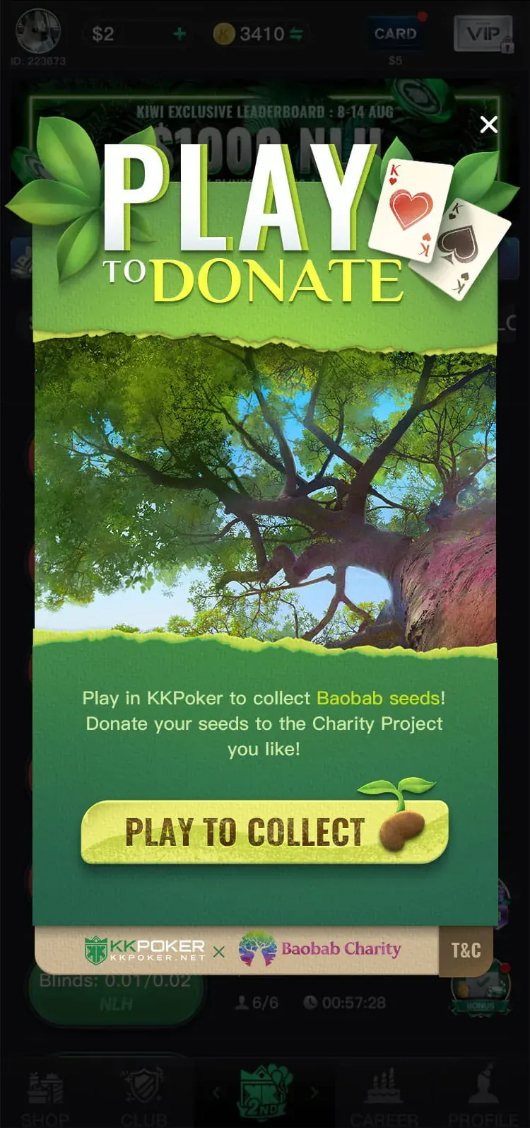 Illustrated Play to Donate intro popup