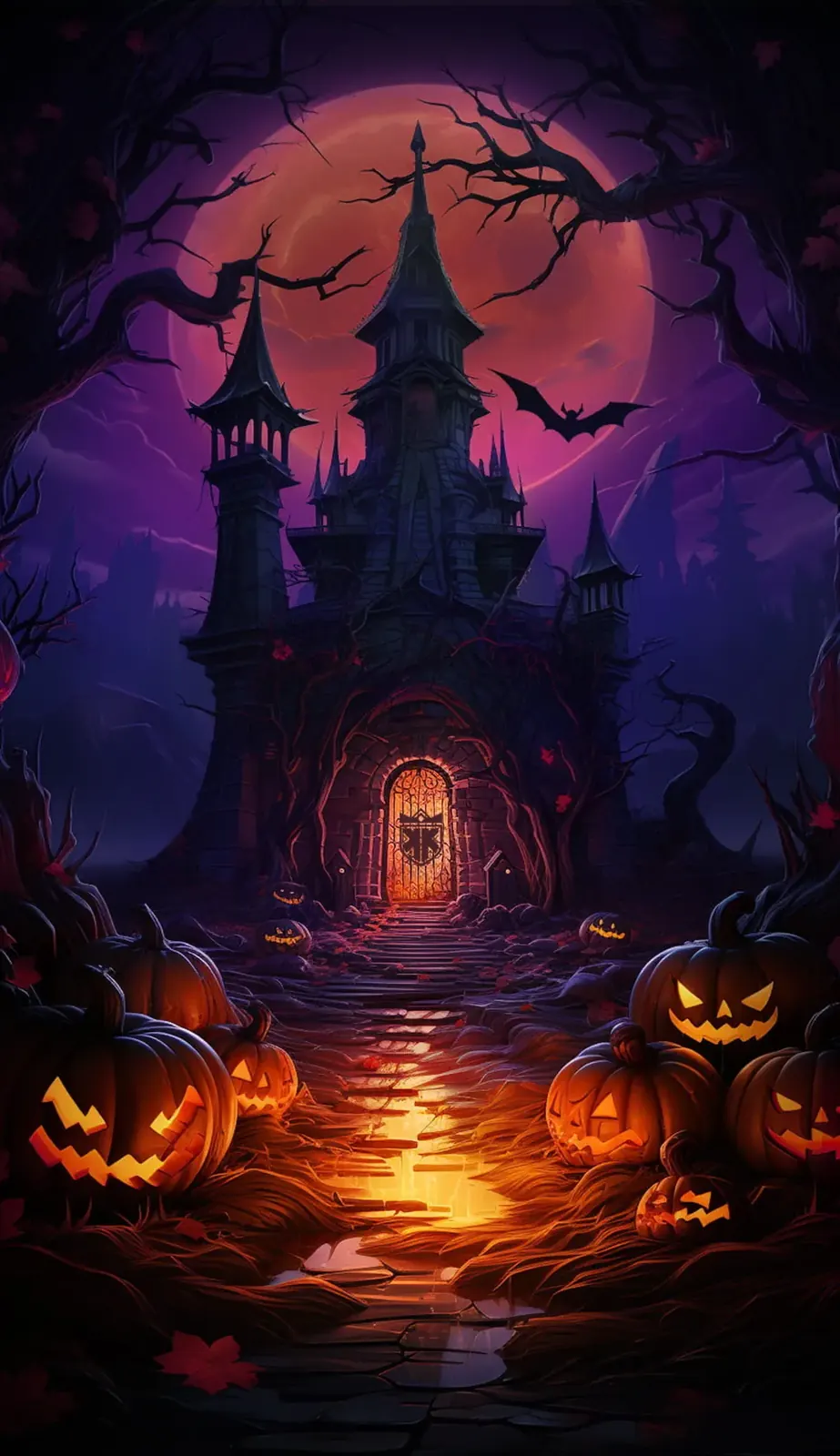 Haunted castle splash illustration