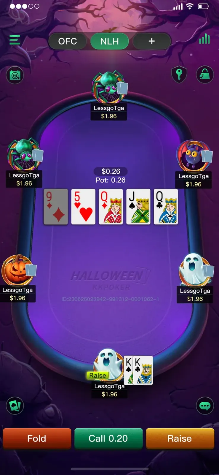 Table with all six seats using Halloween avatars
