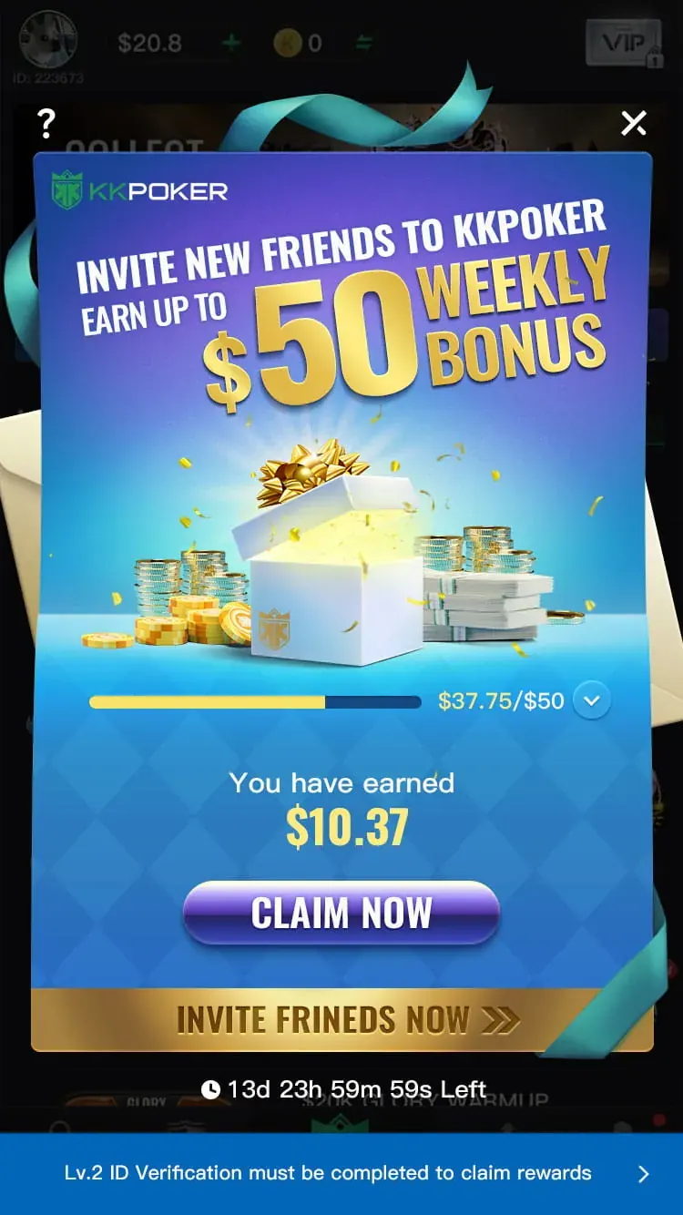 Earned state with claim button and ID verification toast