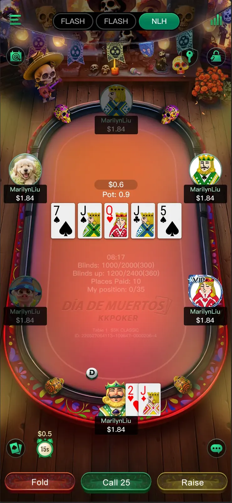 Production screenshot of the Day of the Dead table live in-app
